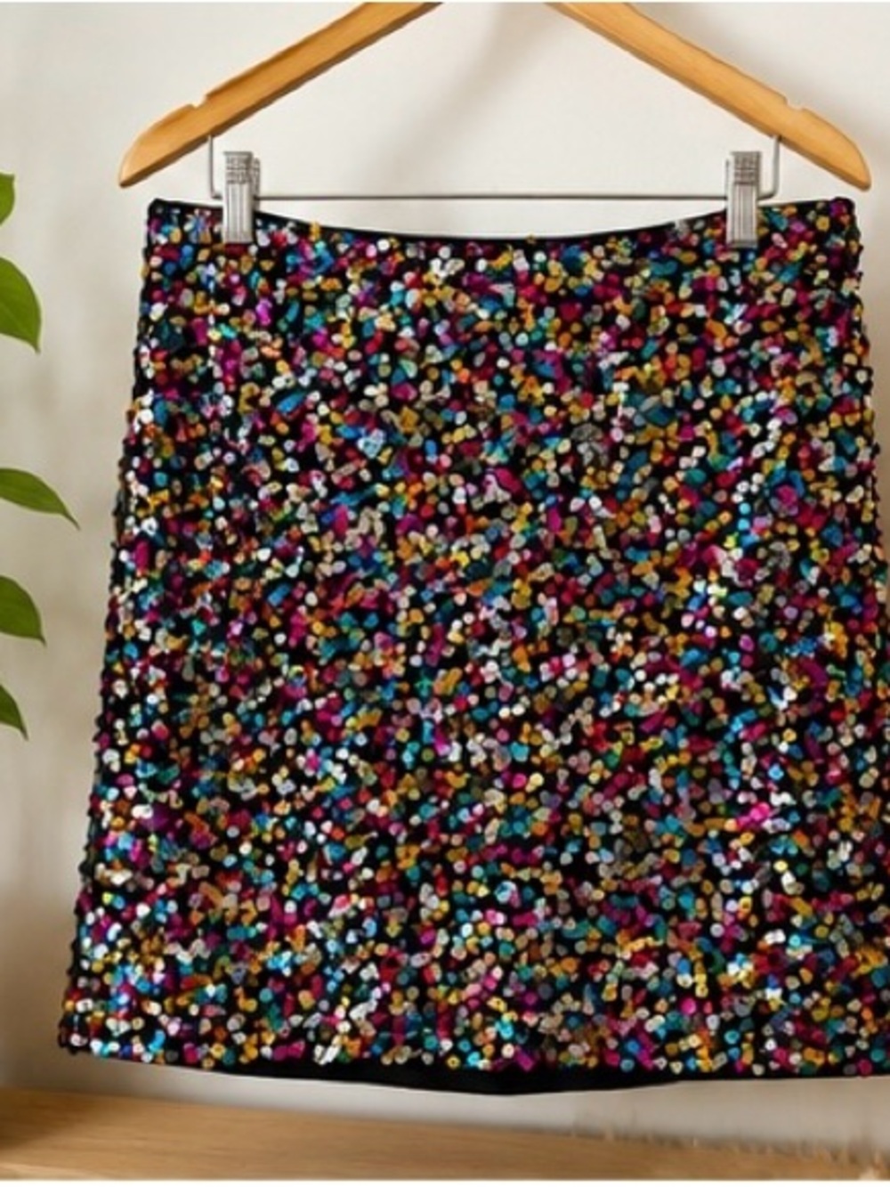 SHEIN Curve Multicolor Sequin Mini Skirt 0XL Plus Size 12 Concert Party Festival